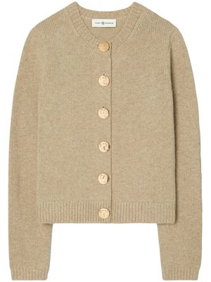Tory Burch cotton-linen fine knit cardigan - Neutrals