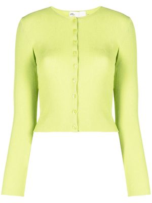 Tory Burch cropped ribbed-knit cardigan - Green
