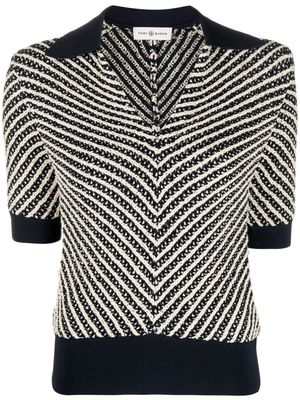 Tory Burch diagonal-stripe knitted top - Neutrals