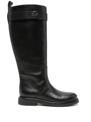 Tory Burch Double T leather knee boots - Black