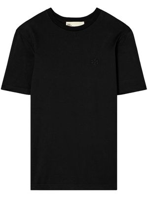 Tory Burch embroidered-logo round-neck T-shirt - Black