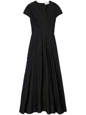 Tory Burch embroidered-trim flared tunic dress - Black