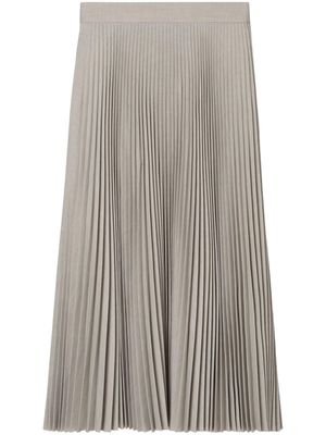 Tory Burch feather-trim pleated midi skirt - Grey