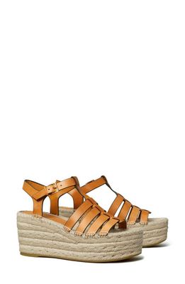 Tory Burch Fisherman Espadrille Platform Wedge Sandal in Toasted Souffle