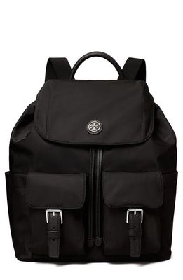 Tory Burch Flap Nylon Backpack in Black/dnu