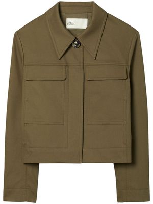 Tory Burch flap-pocket cropped jacket - Green