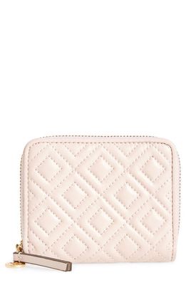 Tory Burch Fleming Medium Leather Zip Around Wallet in Shell Pink