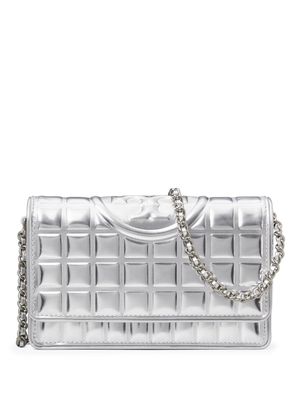 Tory Burch Fleming metallic quilted crossbody bag - Silver
