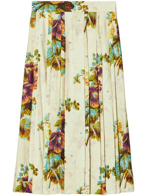 Tory Burch floral-patterned pleated skirt - Green