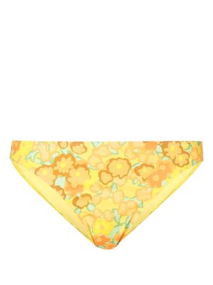 Tory Burch floral-print bikini bottoms - Yellow