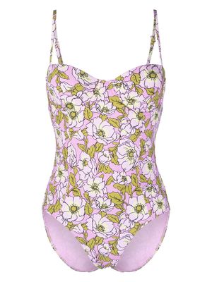 Tory Burch floral-print cut-out swimsuit - Pink