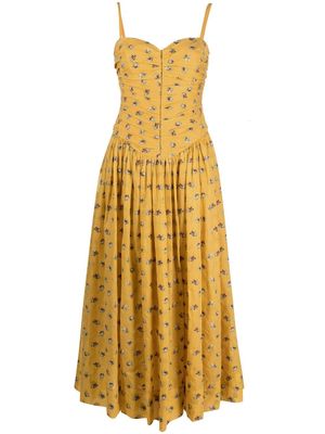 Tory Burch floral-print midi dress - Yellow