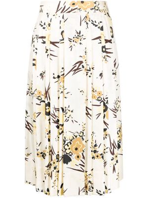 Tory Burch floral-print pleated skirt - Neutrals