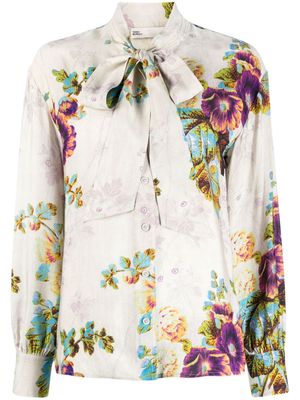Tory Burch floral-print satin blouse - Neutrals