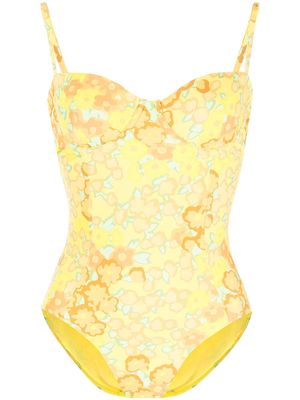 Tory Burch floral print swimsuit - Yellow