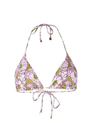 Tory Burch floral-print triangle bikini top - Pink