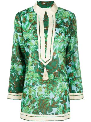 Tory Burch floral-print tunic top - Green