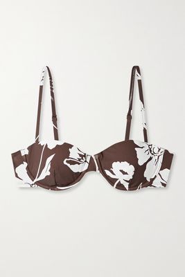 Tory Burch - Floral-print Underwired Bikini Top - Brown