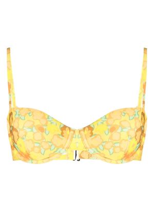 Tory Burch floral-print underwired bikini top - Yellow