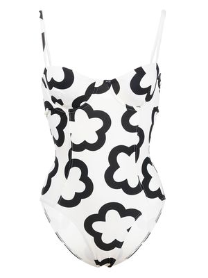 Tory Burch floral-print underwired one-piece - 250 The Flower French Cream