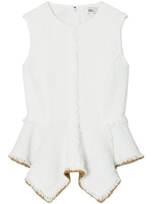 Tory Burch frayed sleeveless tweed top - Neutrals