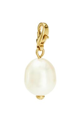 Tory Burch Freshwater Pearl Charm in Tory Gold /Cream