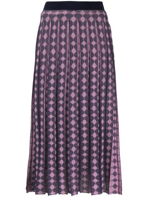 Tory Burch fully-pleated jacquard midi skirt - Pink