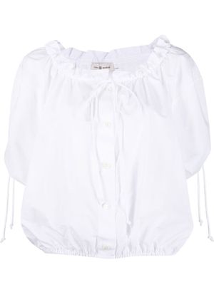 Tory Burch gathered-detail short-sleeve blouse - White
