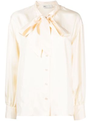 Tory Burch gathered tie-neck silk blouse - White