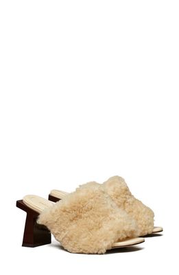 Tory Burch Genuine Shearling Sandal in Buttermilk /Brie