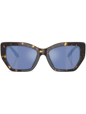 Tory Burch geometric-frame logo-plaque sunglasses - 19441U Brown Tortoise