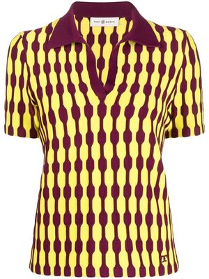 Tory Burch geometric-print short-sleeved polo shirt - Yellow