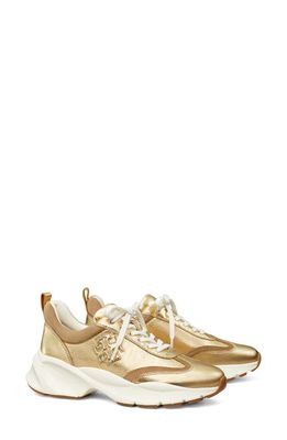 Tory Burch Good Luck Trainer Sneaker in Gold /Alce