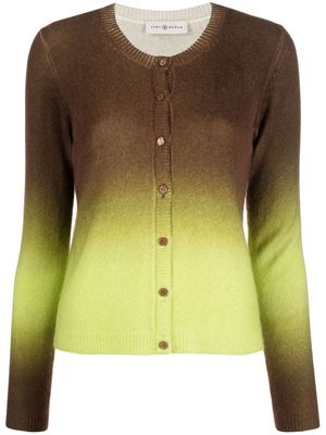 Tory Burch gradient-effect cashmere cardigan - Brown