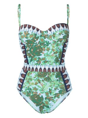 Tory Burch graphic-print swimsuit - Green