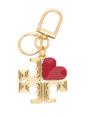 Tory Burch Heart logo-plaque key chain - Gold