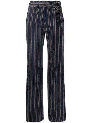 Tory Burch high-waisted stripe-pattern trousers - Blue