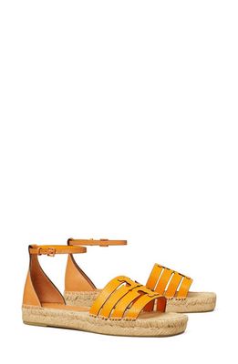 Tory Burch Ines Ankle Strap Espadrille Platform Sandal in Orange Lily /Brandy