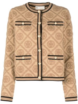 Tory Burch Kendra Double T-embossed cardigan - Brown