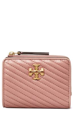Tory Burch Kira Moto Quilted Leather Bifold Wallet in Pink Magnolia