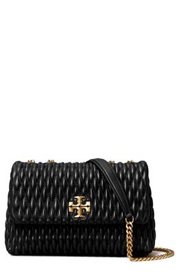 Tory Burch Kira Ruched Small Leather Convertible Shoulder Bag in Black /Gold