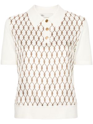 Tory Burch knot-print merino polo shirt - Neutrals