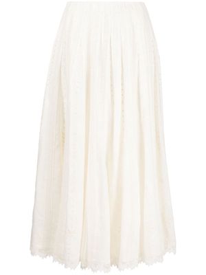 Tory Burch lace linen midi skirt - White
