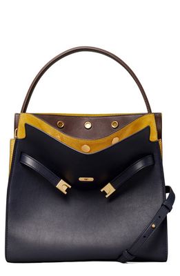 Tory Burch Lee Radziwill Leather Double Bag in Tory Navy