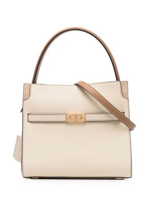 Tory Burch LEE RADZIWILL PEBBLED SMALL DOUBLE BAG - Neutrals