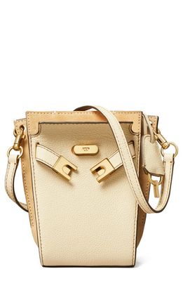 Tory Burch Lee Radziwill Petite Pebble Leather Bucket Bag in New Moon