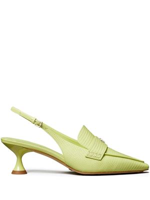 Tory Burch lizard-effect slingback 55m leather pumps - Green