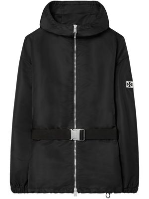 Tory Burch logo-appliqué hooded jacket - Black