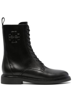 Tory Burch logo-embossed leather boots - Black