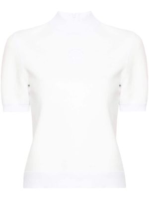 Tory Burch logo-embossed mock-neck T-shirt - White
